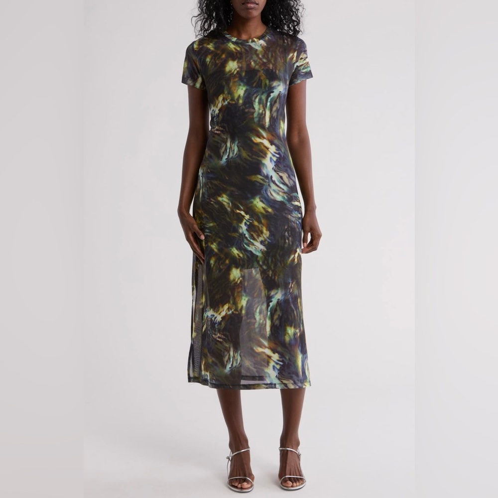 Multicolor Abstract Print Midi Dress